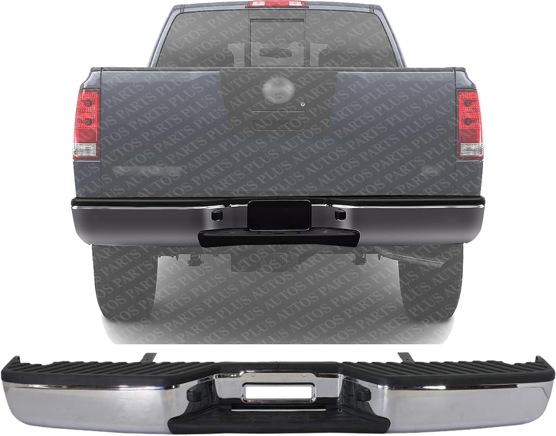 Rear Step Bumper Assembly Chrome Steel Direct Replacement Compatible With 2004-2015 Nissan Titan NI1103109 NI1103116 850108S125-PFM 850229FM0C-PFM