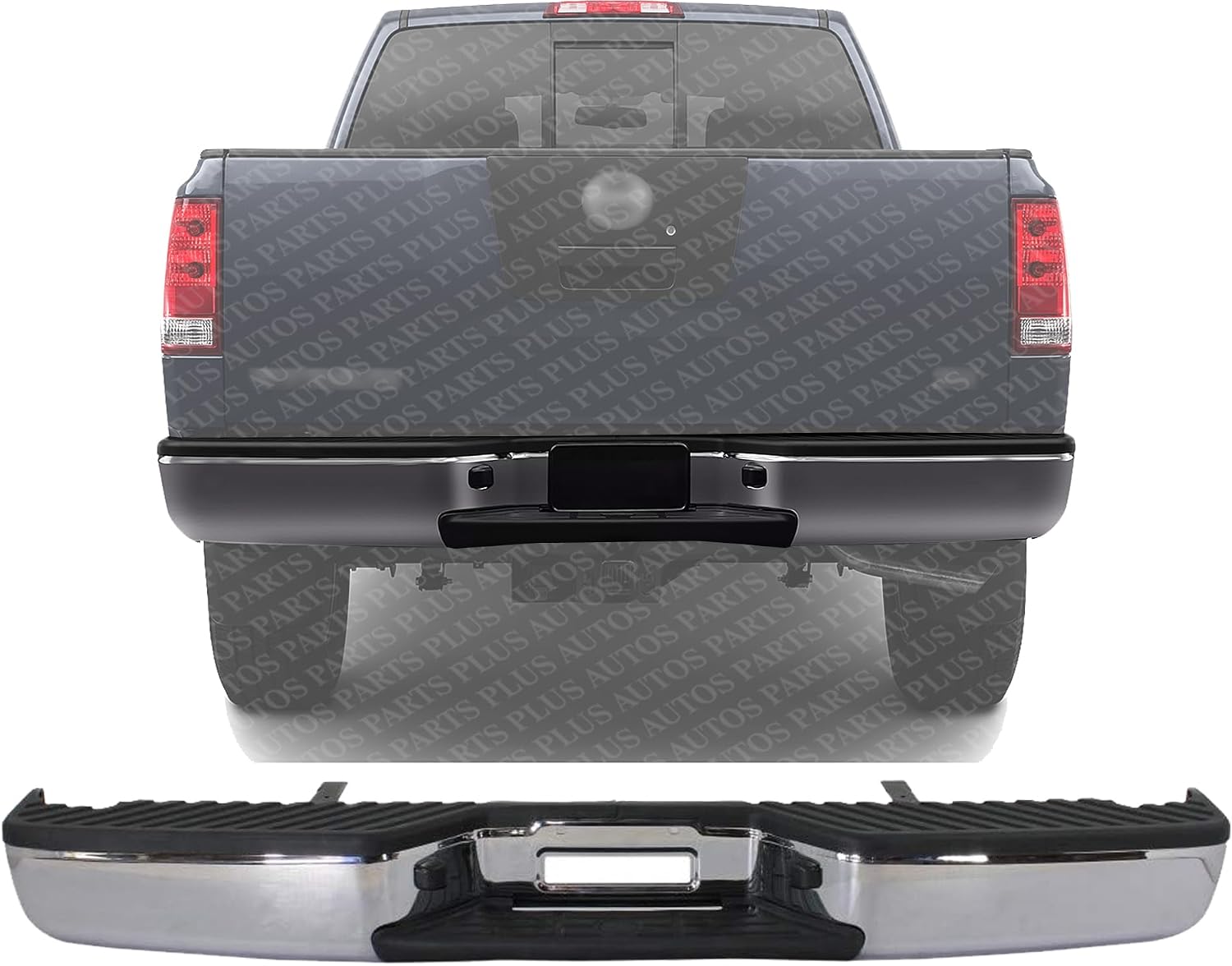 Rear Step Bumper Assembly Chrome Steel Direct Replacement Compatible With 2004-2015 Nissan Titan NI1103109 NI1103116 850108S125-PFM 850229FM0C-PFM