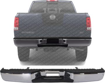 Rear Step Bumper Assembly Chrome Steel Direct Replacement Compatible With 2004-2015 Nissan Titan NI1103109 NI1103116 850108S125-PFM 850229FM0C-PFM