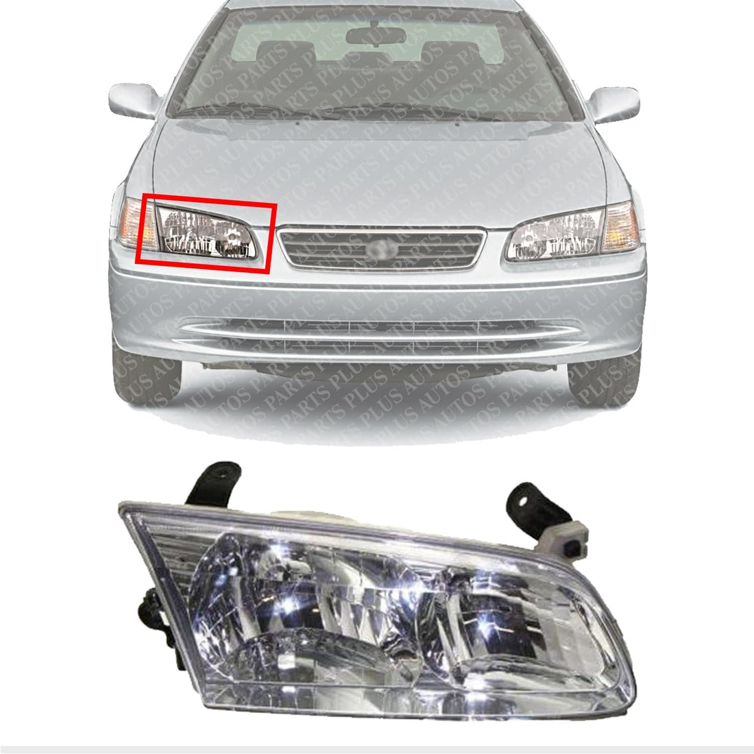 Front Head Light Assembly Right Passenger Side Direct Replacement Compatible With 2000-2001 Toyota Camry TO2503130 81110AA020