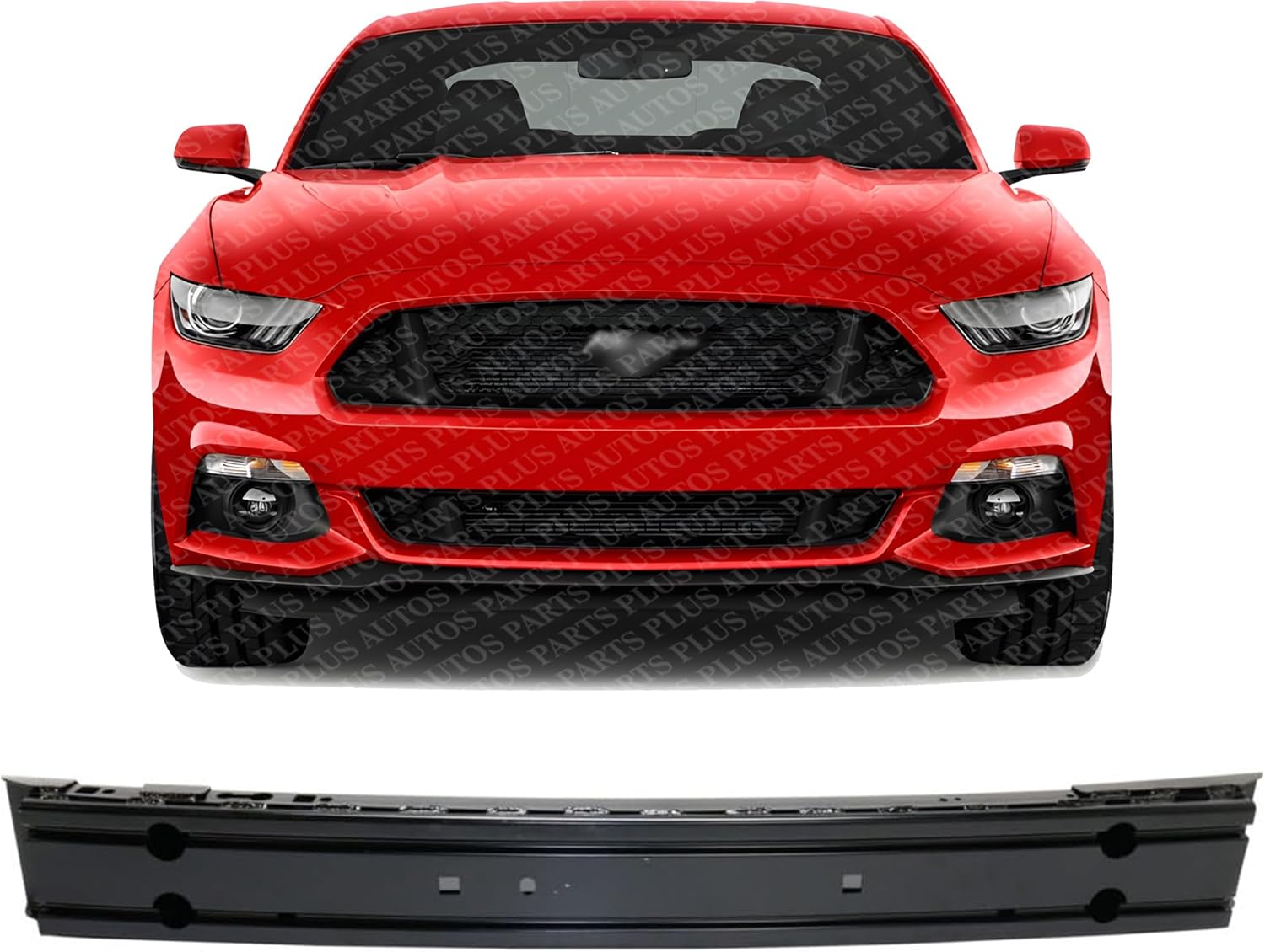 Front Bumper Reinforcement Impact Bar Steel Without Tow Hook Holes Direct Replacement Compatible With 2015-2021 Ford Mustang FO1006267 FR3Z17757A