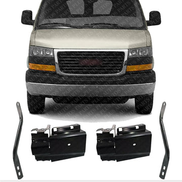 AUTOS PARTS PLUS Front Bumper Brackets + Outer Brace Set Of 4 Left Driver & Right Passenger Side Direct Replacement Compatible With Chevrolet Express & GMC Savana 2500 3500 2003-2023 GM1066151