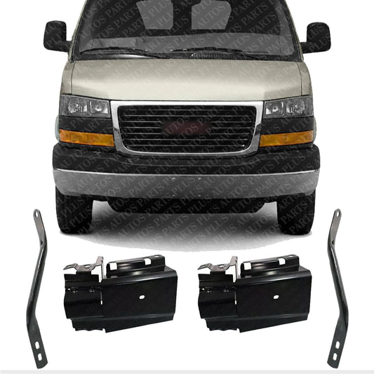 AUTOS PARTS PLUS Front Bumper Brackets + Outer Brace Set Of 4 Left Driver & Right Passenger Side Direct Replacement Compatible With Chevrolet Express & GMC Savana 2500 3500 2003-2023 GM1066151