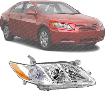 Front Head Light Assembly Plastid Lens And Housing Right Passenger Side Direct Replacement Compatible With 2007-2009 Toyota Camry TO2519105 8113006201