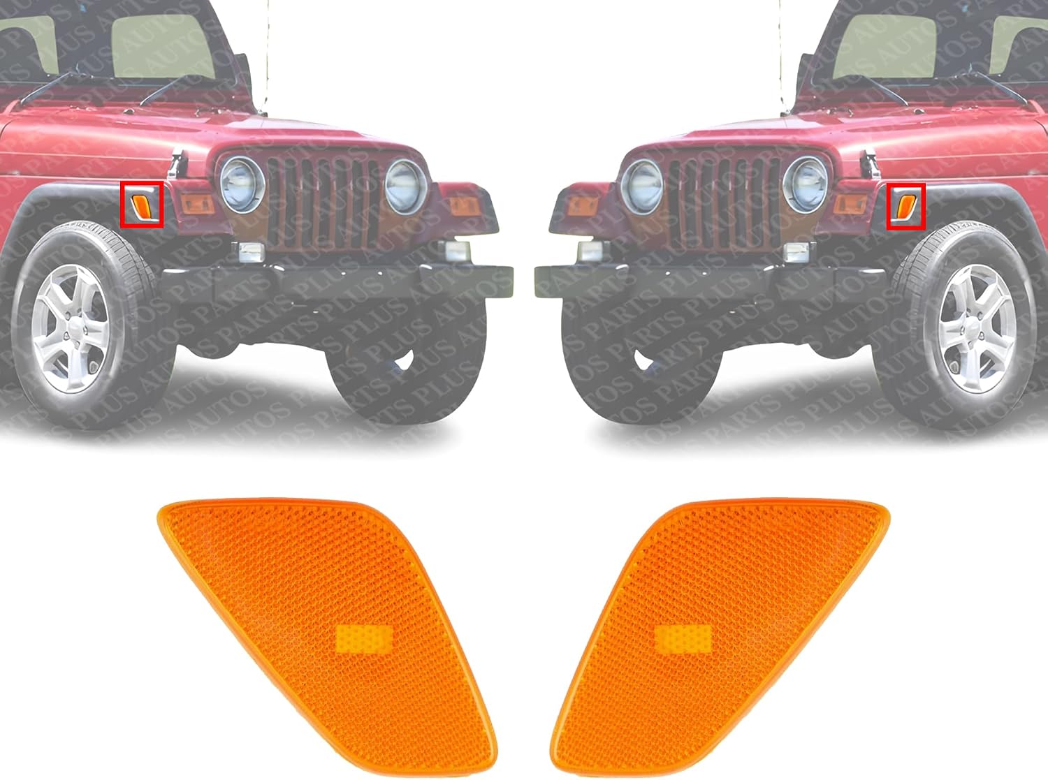 Set Of 2 Front Side-Marker Lamp Lens And Housing Right Passenger & Left Driver Side Direct Replacement Compatible With 1997-2006 Jeep Wrangler CH2550120 CH2551120 55155629AC