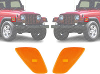 Set Of 2 Front Side-Marker Lamp Lens And Housing Right Passenger & Left Driver Side Direct Replacement Compatible With 1997-2006 Jeep Wrangler CH2550120 CH2551120 55155629AC