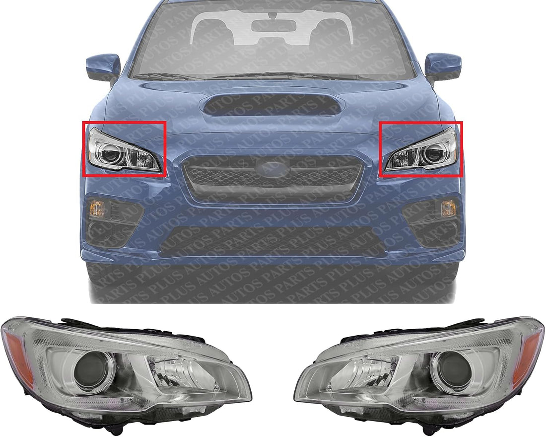Set Of 2 Front Head Light Assembly Plastic Left Driver & Right Passenger Side Direct Replacement Compatible With 2015-2021 Subaru WRX/STI SU2503152 SU2502152 84001VA021 84001VA031