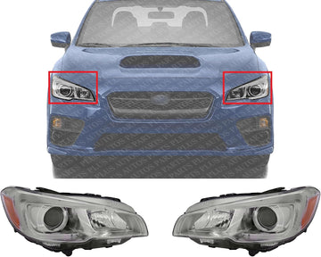 Set Of 2 Front Head Light Assembly Plastic Left Driver & Right Passenger Side Direct Replacement Compatible With 2015-2021 Subaru WRX/STI SU2503152 SU2502152 84001VA021 84001VA031