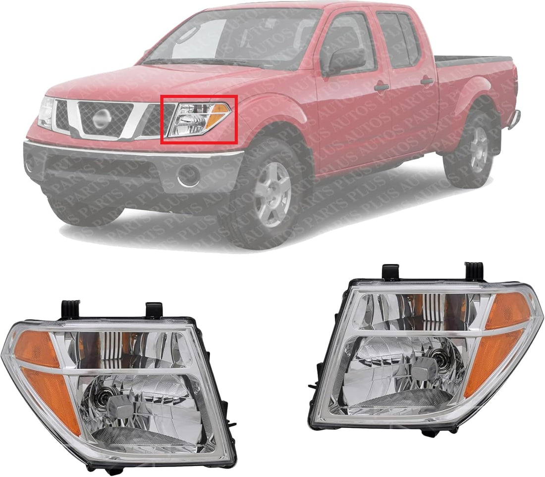 Set Of 2 Front Head Light Assembly Plastic Left Driver & Right Passenger Side Direct Replacement Compatible With 2005-2008 Nissan Frontier / 2005-2007 Pathfinder NI2502157 NI2503157