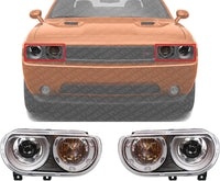 Set Of 2 Front Head Light Lens And Housing Right Passenger & Left Driver Side Direct Replacement Compatible With 2008-2014 Dodge Challenger CH2503219 CH2502219 5028778AB 5028779AB