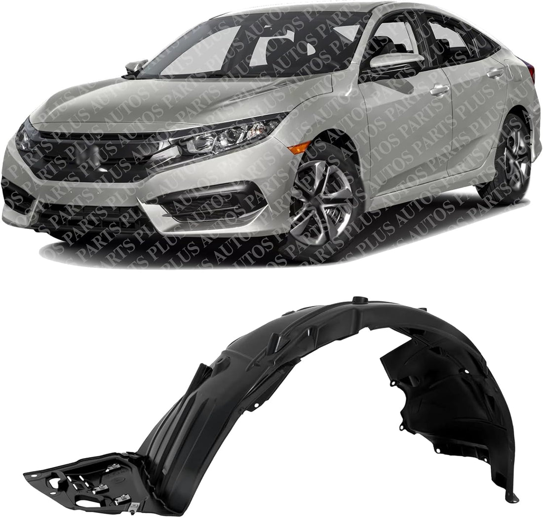 Front Fender Liner Left Driver Side Direct Replacement Compatible With 2016-2018 Honda Civic HO1248158 74151TBAA00