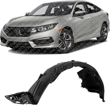 Front Fender Liner Left Driver Side Direct Replacement Compatible With 2016-2018 Honda Civic HO1248158 74151TBAA00