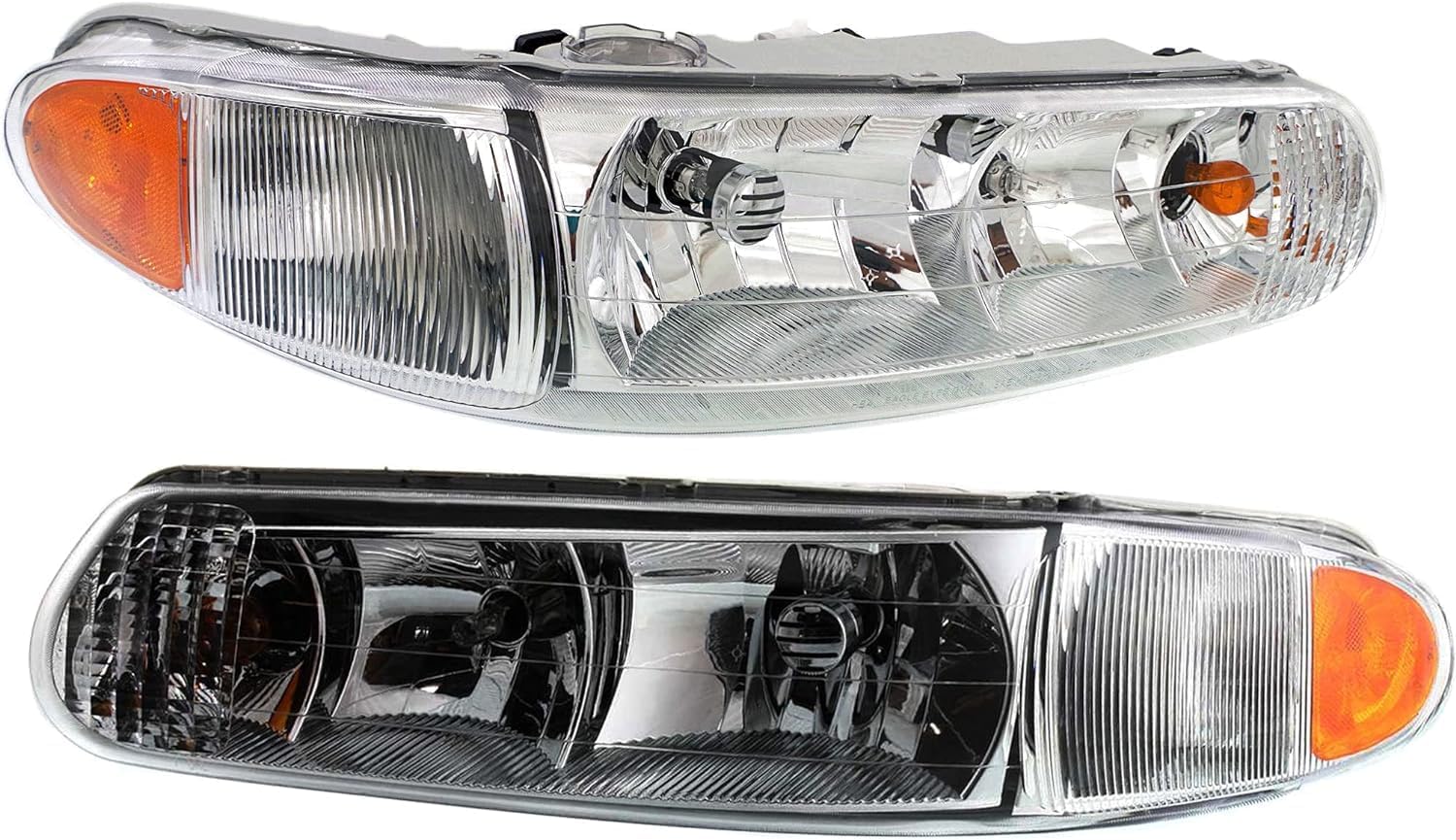 Set Of 2 Front Head Light Assembly Left Driver & Right Passenger Side Direct Replacement Compatible With 1997-2005 Buick Century / 1997-2004 Regal GM2503182 GM2502182 19244638