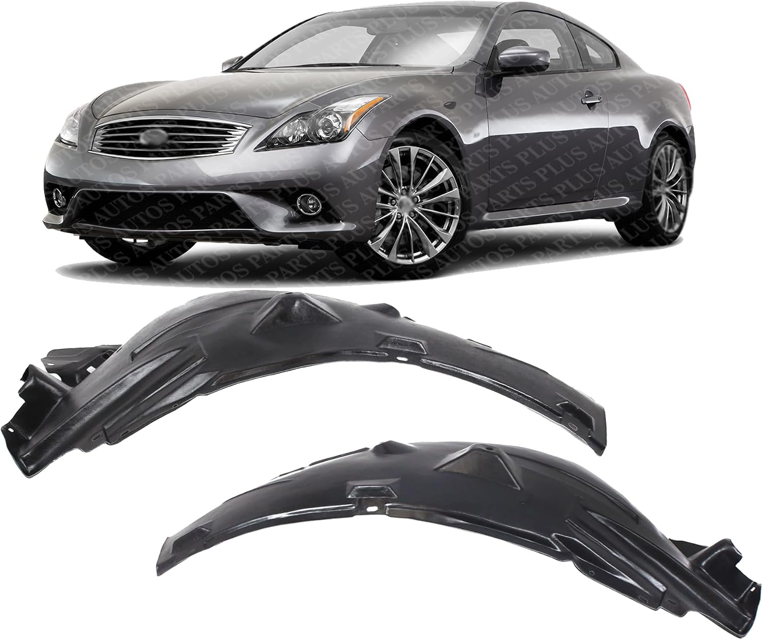 Set Of 2 Front Fender Liner Rear Section Left Driver & Right Passenger Side Direct Replacement Compatible With 2008-2013 Infiniti G37 IN1249113 IN1248113 63842JL00A 63843JL00A
