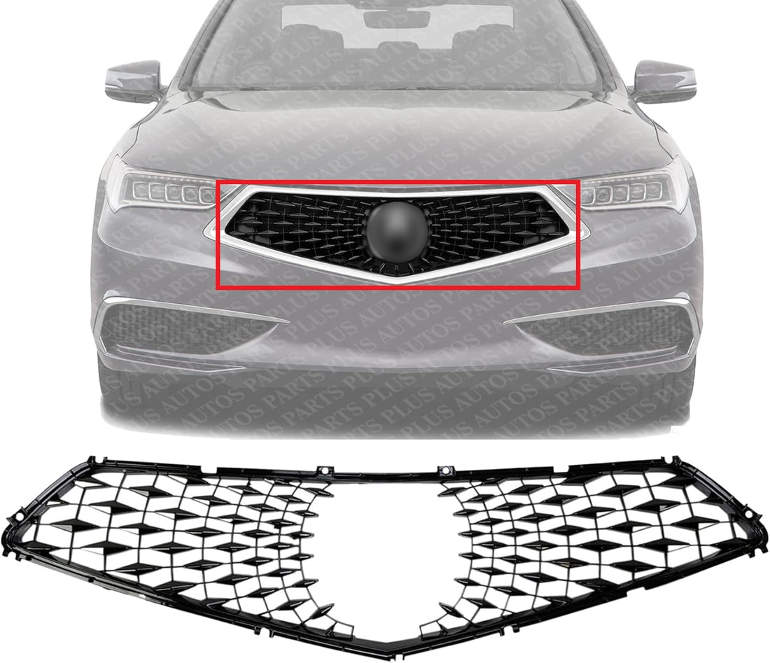 Front Grille Primed Shell With Mesh insert Plastic Direct Replacement Compatible With 2018-2020 Acura TLX AC1201100 71124TZ3A11