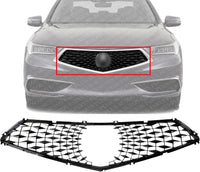Front Grille Primed Shell With Mesh insert Plastic Direct Replacement Compatible With 2018-2020 Acura TLX AC1201100 71124TZ3A11