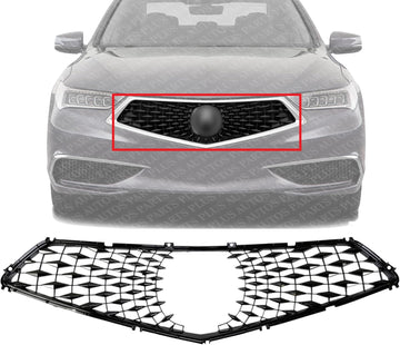 Front Grille Primed Shell With Mesh insert Plastic Direct Replacement Compatible With 2018-2020 Acura TLX AC1201100 71124TZ3A11
