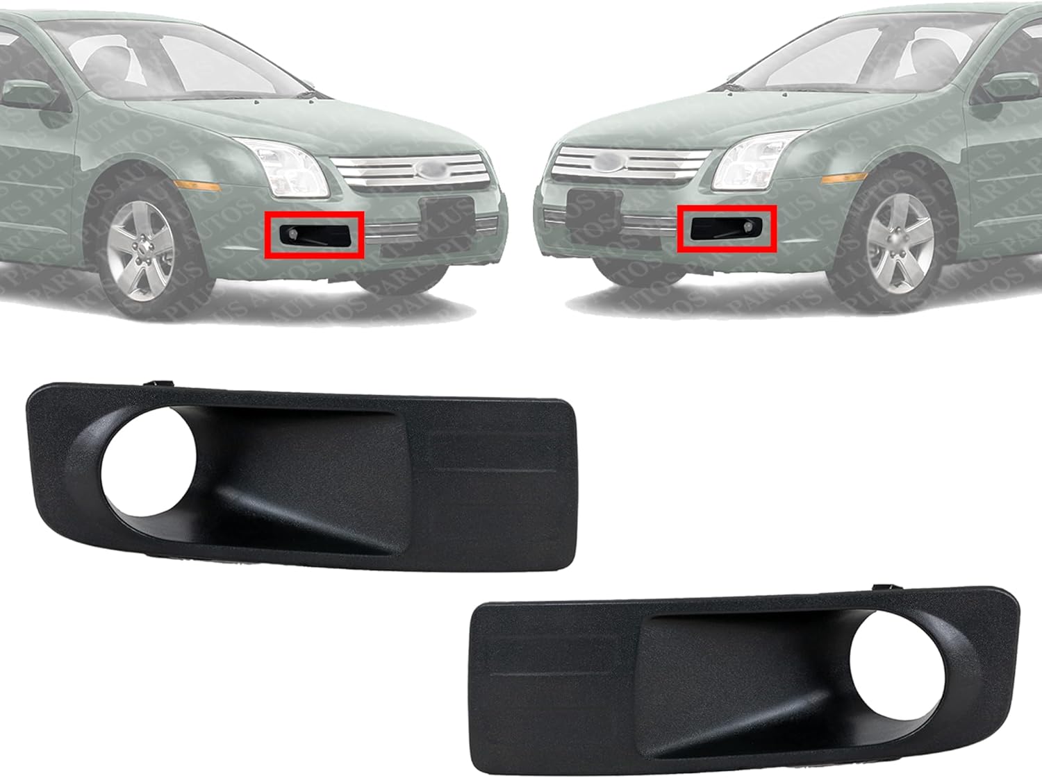 Set Of 2 Front Fog Light Molding Primed Left Driver & Right Passenger Side Direct Replacement Compatible With 2007-2009 Ford Fusion FO1038104 FO1039104 6E5Z17E810CA 6E5Z17E811CA