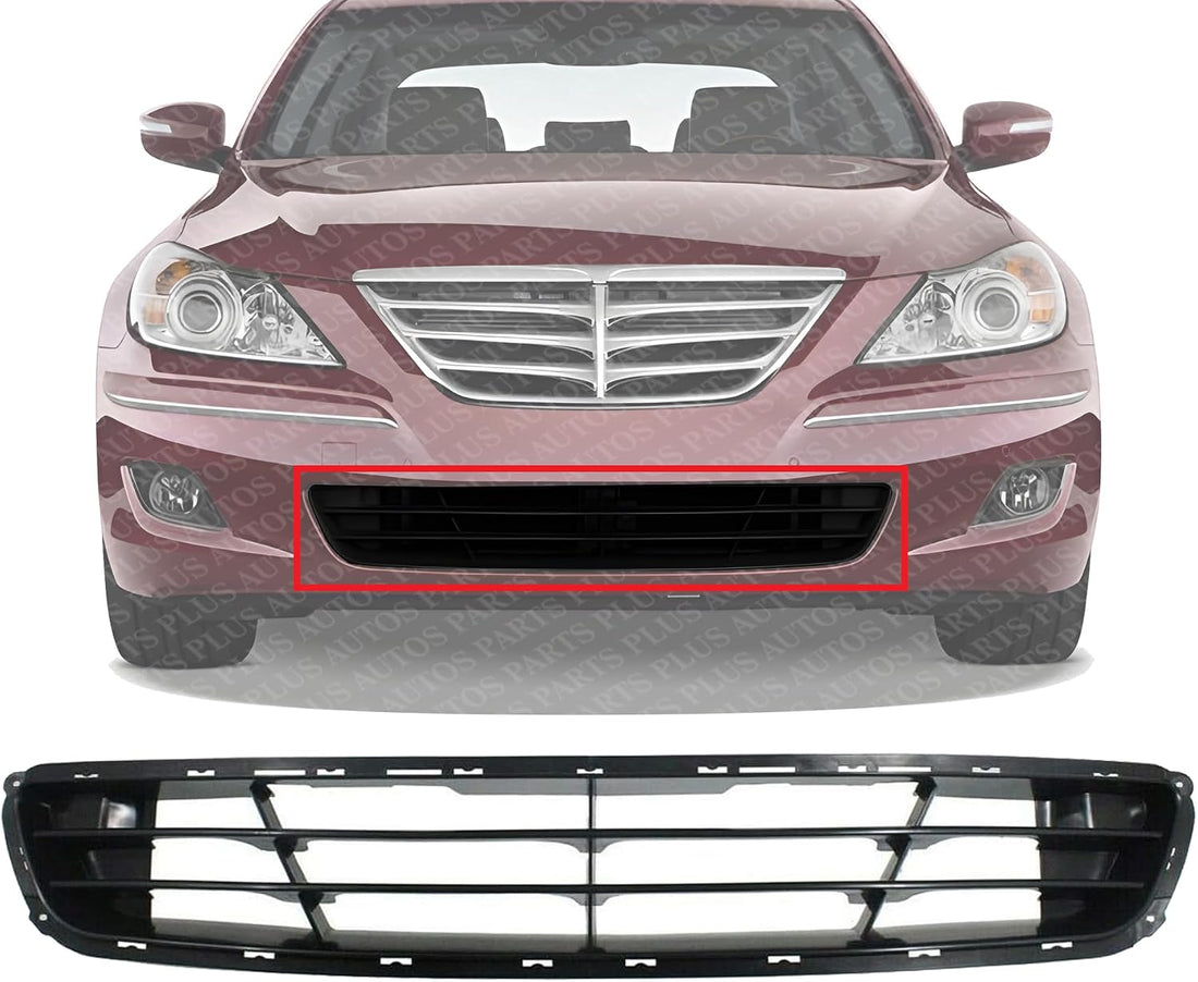 Front Bumper Lower Grille Plastic Without Adaptive Cruise Control Direct Replacement Compatible With 2009-2010 Hyundai Genesis HY1036117 865613M000