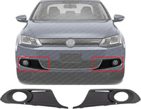 Set Of 2 Front Fog Light Molding Primed Plastic Left Driver & Right Passenger Side Direct Replacement Compatible With 2011-2014 Volkswagen Jetta VW1039120 VW1038120