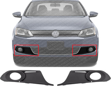 Set Of 2 Front Fog Light Molding Primed Plastic Left Driver & Right Passenger Side Direct Replacement Compatible With 2011-2014 Volkswagen Jetta VW1039120 VW1038120
