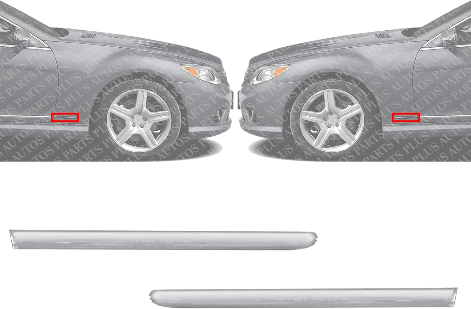 Set of 2 Front Fender Molding Trim Chrome Left Driver & Right Passenger Side Direct Replacement Compatible with 2007-2014 Mercedes Benz CL-Class MB1293117 MB1292117 221690408