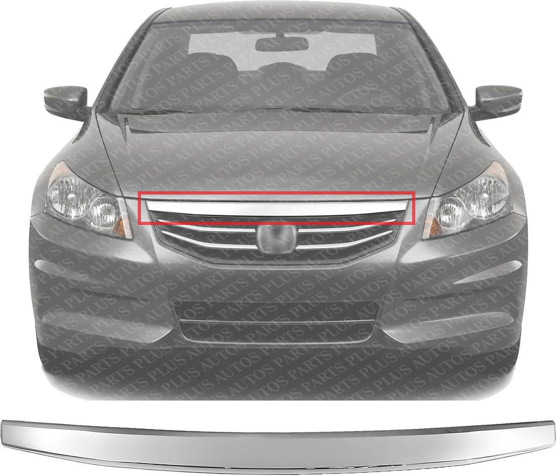 Front Upper Grille Molding Chrome Direct Replacement Compatible With 2011-2012 Honda Accord HO1210132 71125TA0A11