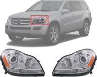 Set Of 2 Front Head Light Assembly Halogen Right Passenger And Left Driver Side Direct Replacement Compatible With 2007-2012 Mercedes Benz GL-Class MB2503202 MB2502202 1648204859