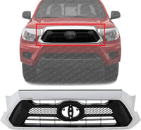 Front Grille Assembly Chrome Shell With Primed Insert Plastic Direct Replacement Compatible With 2012-2015 Toyota Tacoma TO1200351 5310004491