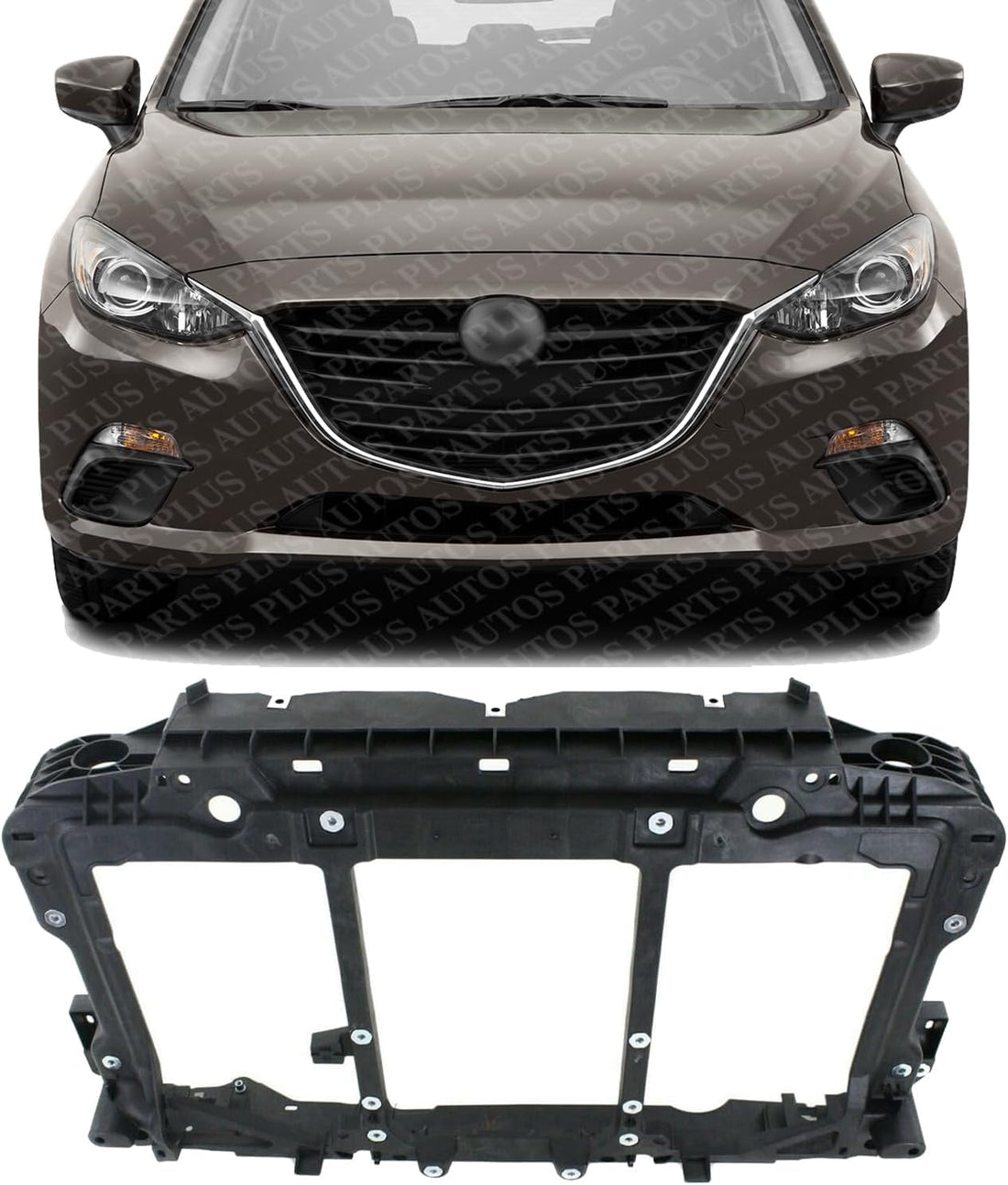 Front Radiator Support Plastic Direct Replacement Compatible With 2014-2018 Mazda 3/2014-2017 Mazda 6 MA1225147 GHR153110B