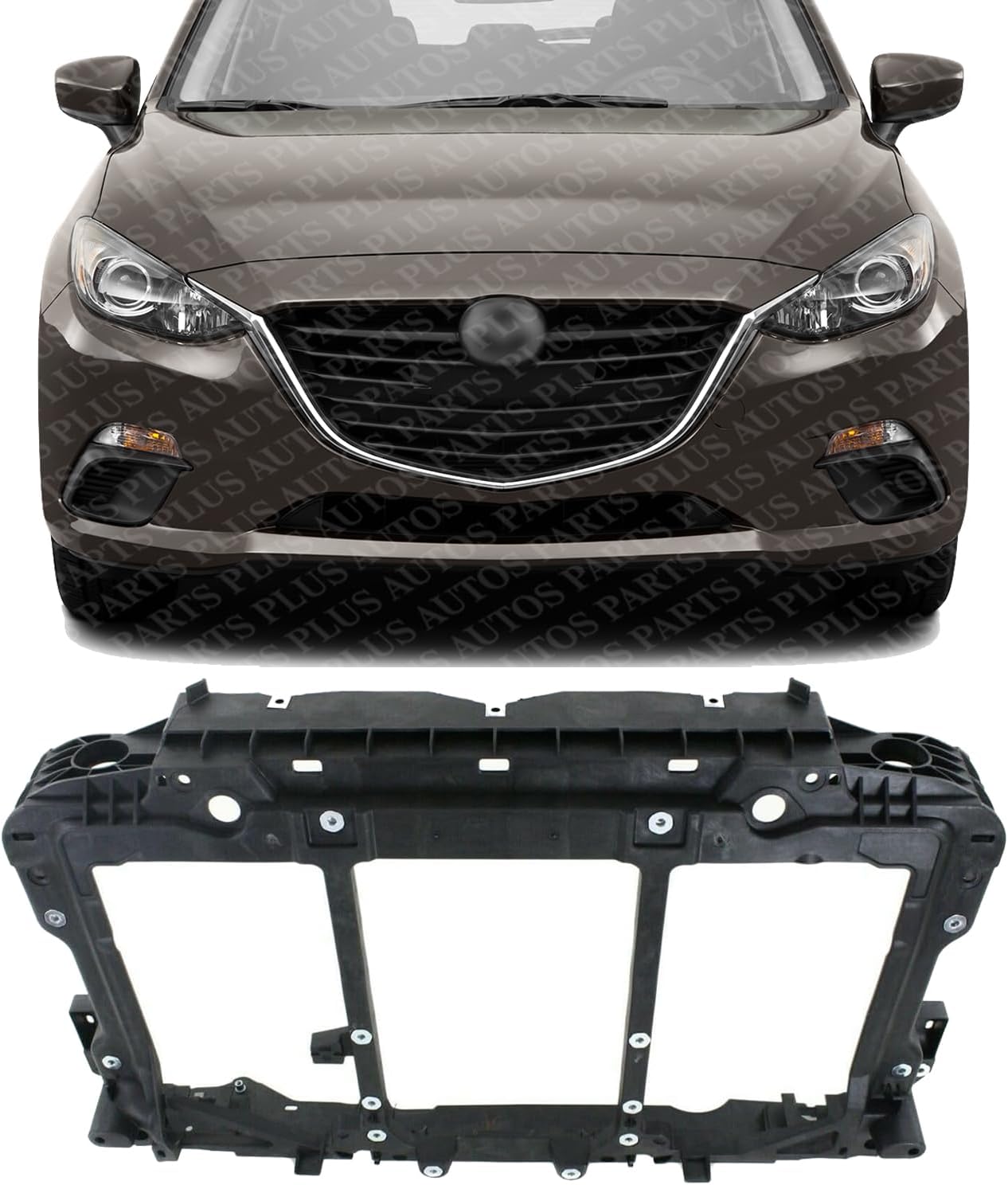 Front Radiator Support Plastic Direct Replacement Compatible With 2014-2018 Mazda 3/2014-2017 Mazda 6 MA1225147 GHR153110B