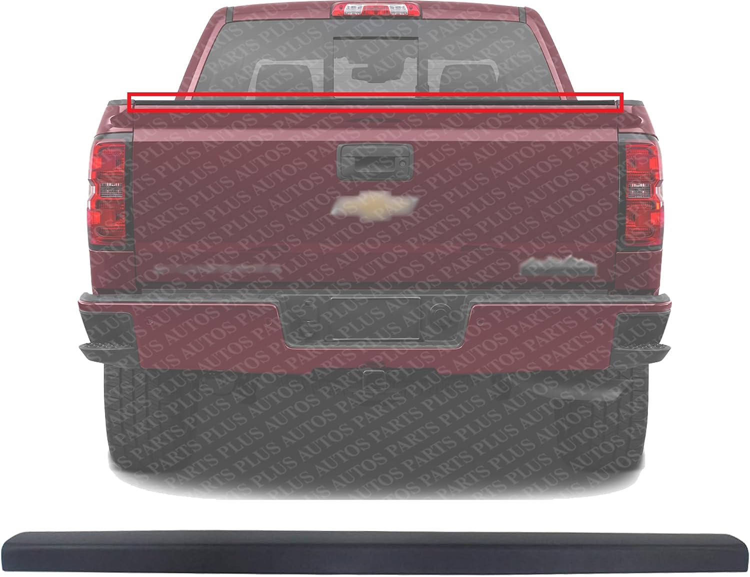 Tailgate Upper Molding Textured Plastic Direct Replacement Compatible with 2007-2014 Chevrolet Silverado/GMC Sierra 2500HD 3500HD GM1904105 25808206