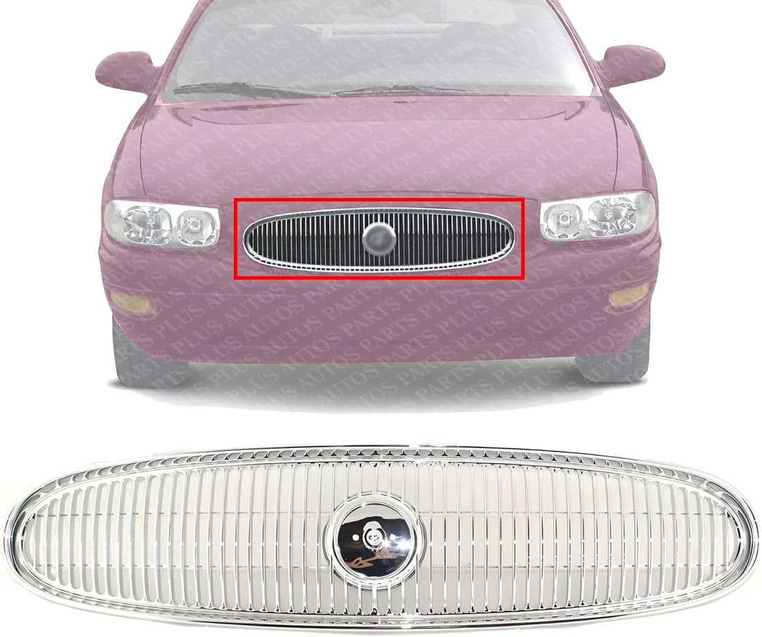 Front Grille Chrome Shell And Insert Direct Replacement Compatible With 2000-2005 Buick LeSabre GM1200427 25767965