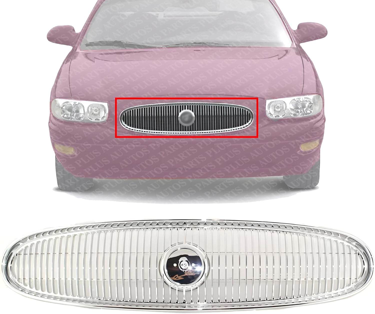 Front Grille Chrome Shell And Insert Direct Replacement Compatible With 2000-2005 Buick LeSabre GM1200427 25767965