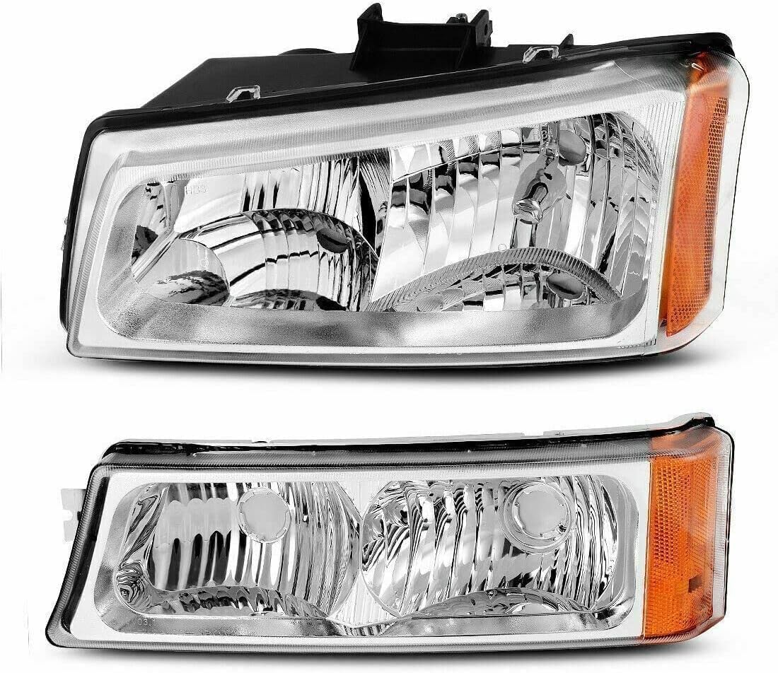 Front Headlights + Signal Light Left Driver & Right Passenger Side Direct Replacement Compatible With 2003-2006 Chevrolet Silverado 1500 2500HD 3500 GM2503224 GM2502224 GM2521185