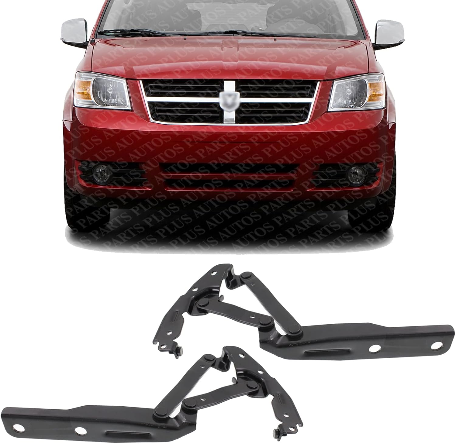 Set of 2 Front Hood Hinge Steel Right Passenger & Left Driver Side Direct Replacement Compatible with 2008-2020 Dodge Grand Caravan / 2008-2016 Chrysler Town & Country CH1236121