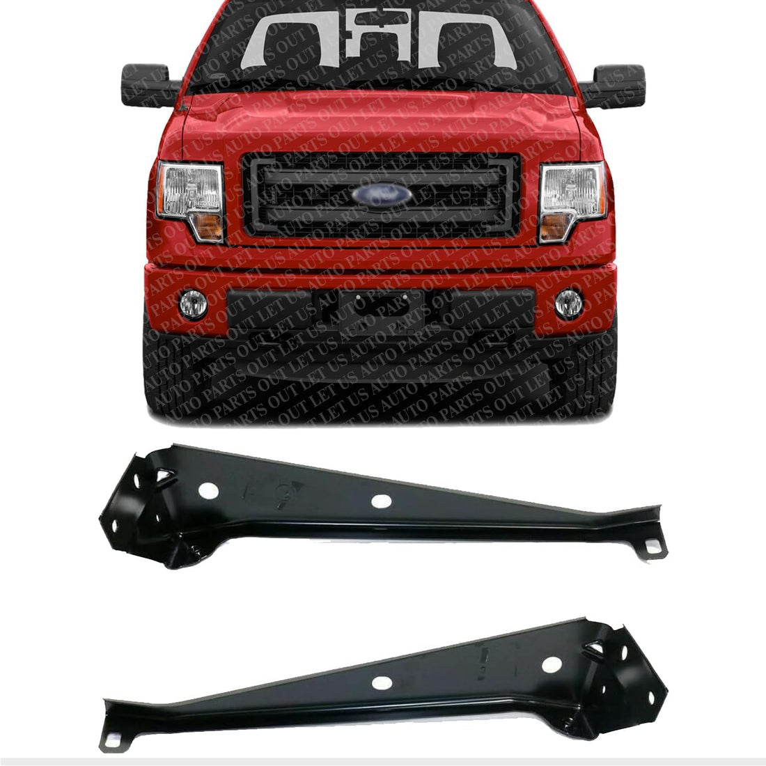 Set Of 2 Front Grille Bracket Steel Left Driver & Right Passenger Side Direct Replacement Compatible With 2009-2014 Ford F-150 FO1207125 FO1207124 9L3Z8182A 9L3Z8182B
