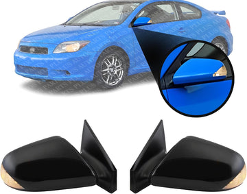Set Of 2 Front Power Mirror Non-Folding Non-Heated Primed Plastic Left Driver & Right Passenger Side Direct Replacement Compatible With 2005-2010 Scion tC SC1320102 SC1321102
