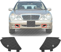 Set Of 2 Front Fog Lamp Outer Cover Primed Plastic Right Passenger & Left Driver Side Direct Replacement Compatible With 2000-2003 Mercedes Benz E-Class MB1039102 MB1038102