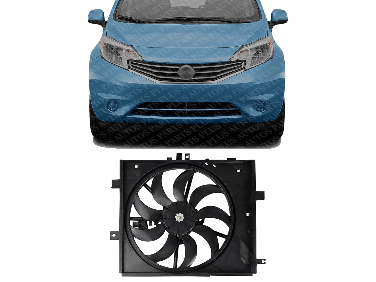 Front Radiator Cooling Fan Assembly Plastic Direct Replacement Compatible with 2012-2019 Nissan Versa / 2014-2019 Note NI3115143 214819KK0A