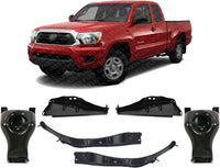 Front Bumper Brackets + Support Plastic + Outer Steel Left Driver & Right Passenger Side Direct Replacement Compatible With 2012-2015 Toyota Tacoma 5211504060 5212504020 5212604020