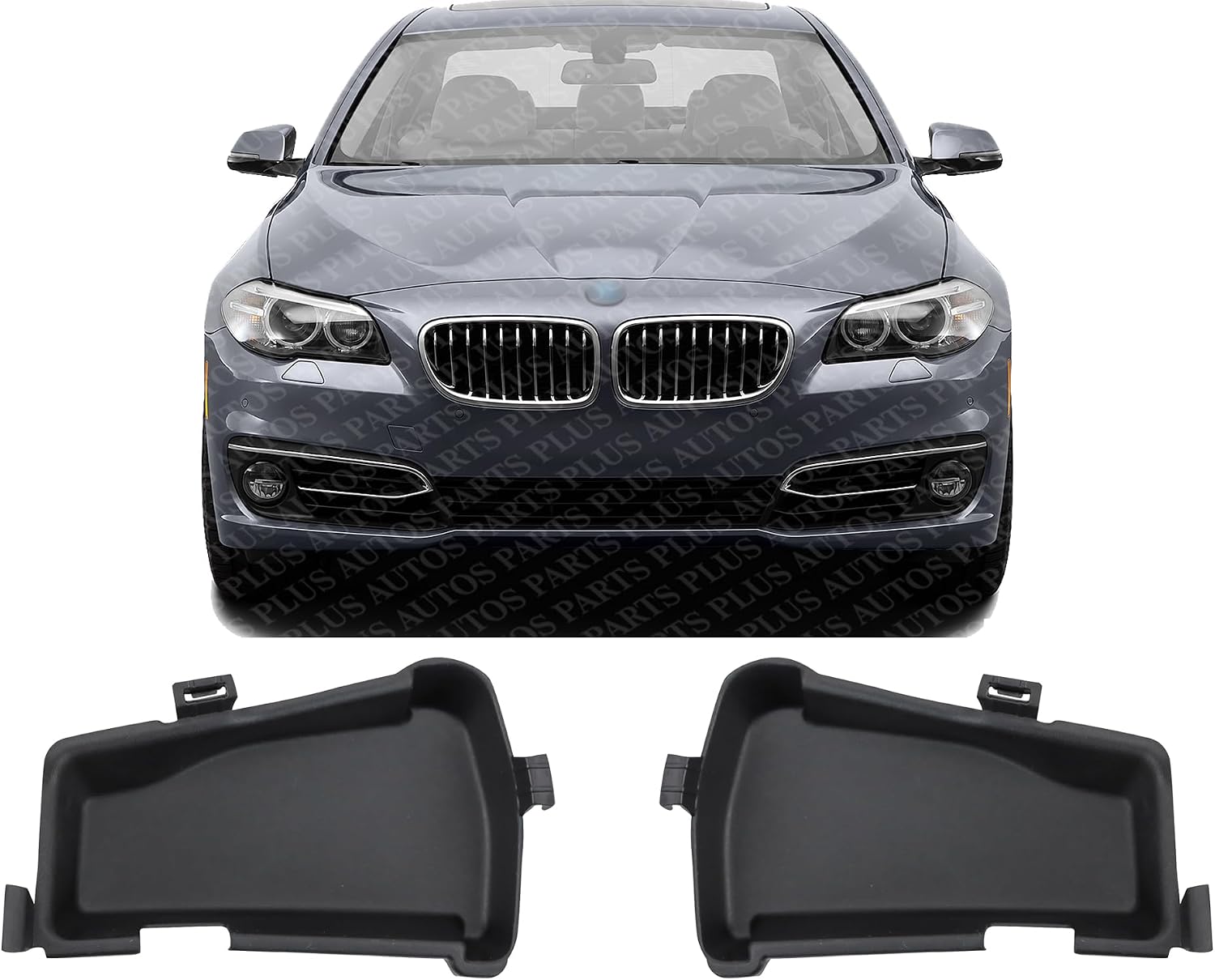 Set Of 2 Front Fog Light Inner Molding Plastic Left Driver & Right Passenger Side Direct Replacement Compatible With 2014-2016 BMW 5-Series BM1038140 BM1039140