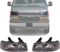 Set Of 2 Front Headlight Assembly Right Passenger & Left Driver Side Direct Replacement Compatible With 2003-2023 Chevrolet Express/GMC Savana Van GM2502233 GM2503233 85577296