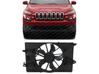 Front Radiator Cooling Single Fan Assembly Plastic Direct Replacement Compatible with 2015-2017 Chrysler 200/2014-2019 Jeep Cherokee CH3115179 CH3115180 68205996AC 68197298AB