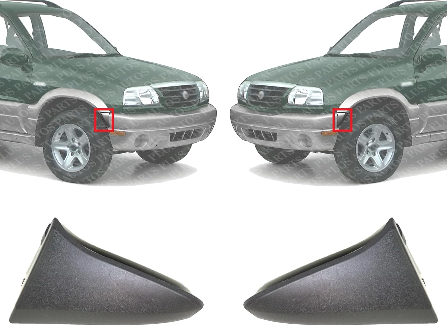 Set Of 2 Front Bumper Guard Primed Left Driver & Right Passenger Side Direct Replacement Compatible With 2001-2005 Suzuki Grand Vitara SZ1005102 SZ1004102 7172165DC0ZA4 7173165DC0ZA4