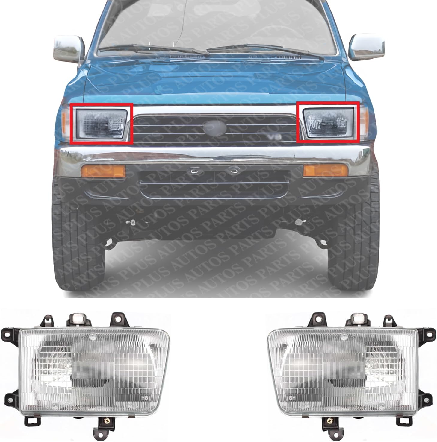 Set Of 2 Front Headlight Composite Assembly Right Passenger & Left Driver Side Direct Replacement Compatible With 1990-1995 Toyota 4Runner TO2503116 TO2502116 8111035100 8115035100