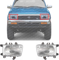 Set Of 2 Front Headlight Composite Assembly Right Passenger & Left Driver Side Direct Replacement Compatible With 1990-1995 Toyota 4Runner TO2503116 TO2502116 8111035100 8115035100