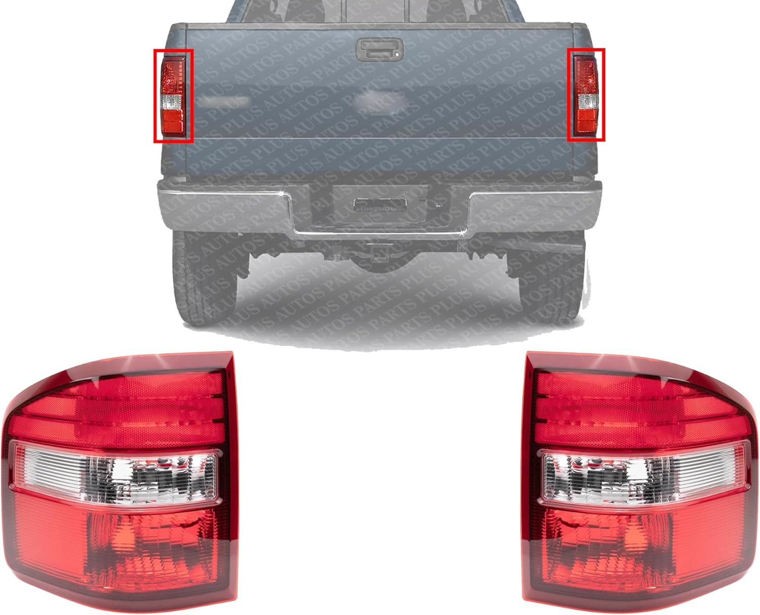Set Of 2 Tail Lights Lens And Housing Right Passenger & Left Driver Side Direct Replacement Compatible With 2004-2009 Ford F-150 FO2801185 FO2800185 7L3Z13404BA 7L3Z13405BA