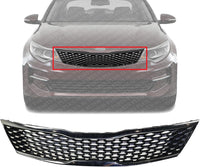 Front Grille Primed Shall And Insert With Smoked Black Molding Direct Replacement Compatible With 2016-2018 Kia Optima KI1200188 86350D5010