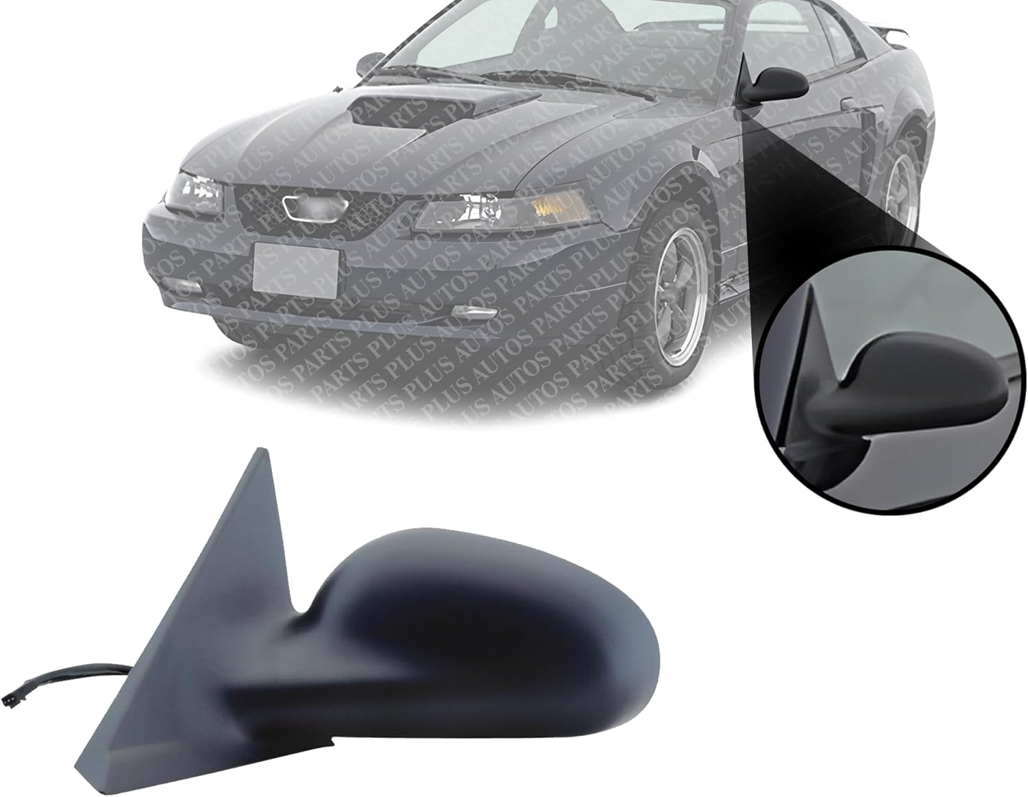 Front Power Mirror Non Folding Textured Left Driver Side Direct Replacement Compatible With 1999-2004 Ford Mustang FO1320171 XR3Z17682BA
